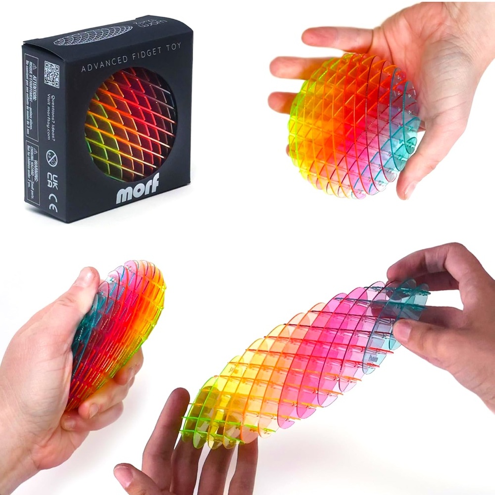 Morf Fidget Space Mesh Toy RAINBOW Color | Flexible 3D Sensory Worm / Slug